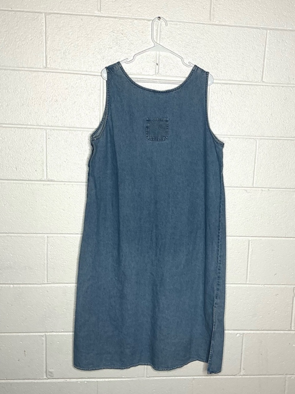 < Vintage 90’s Denim Overall Patchwork Midi Dress > - Picture 2 of 2